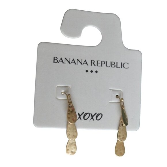 Banana Republic Gold Tone Hammered Teardrop Dangle Earrings For Women - Picture 1 of 5
